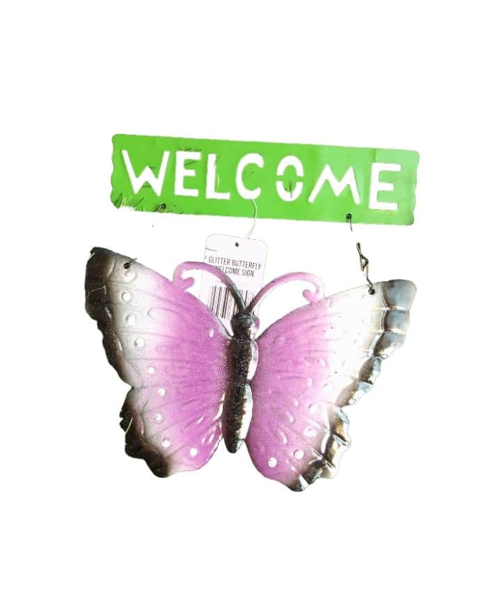 Glitter Garden Butterfly Welcome Sign - LGC