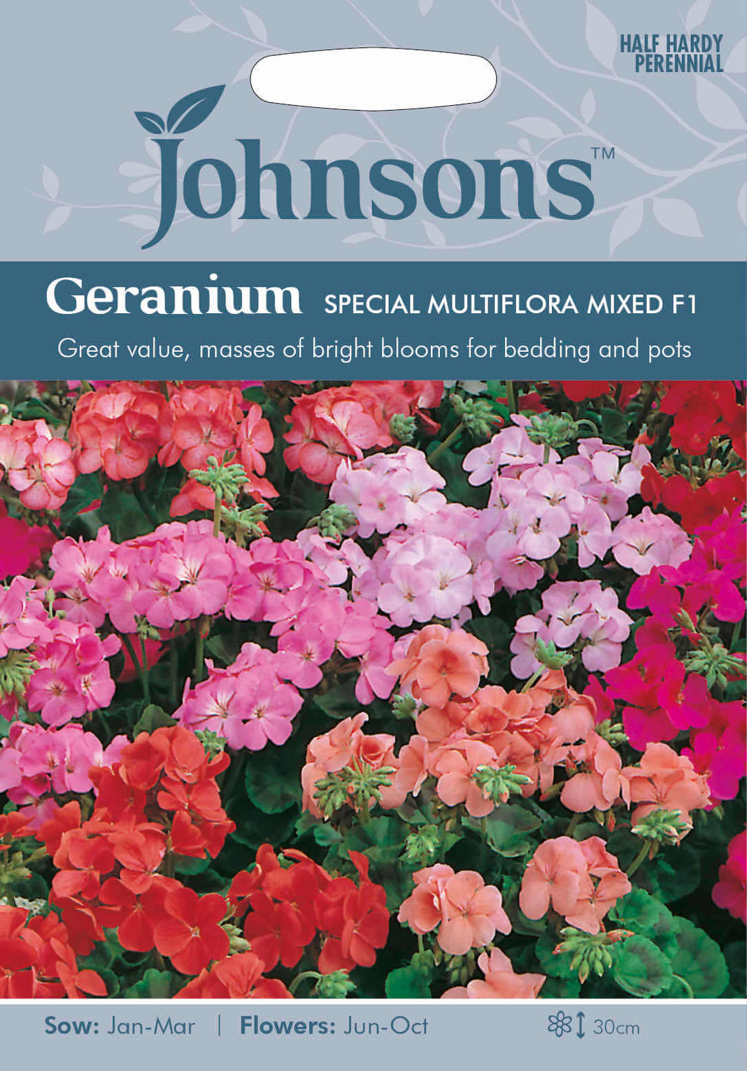 Johnsons GERANIUM Special Multiflora Mixed F1 Seeds - LGC