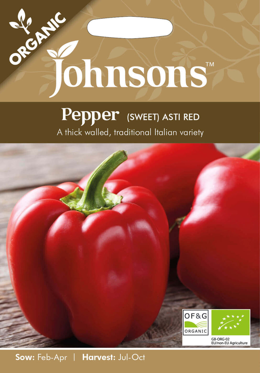 Johnsons PEPPER (Sweet) Asti Red (ORGANIC SEED) Seeds - LGC